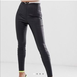 high waisted black leather pants